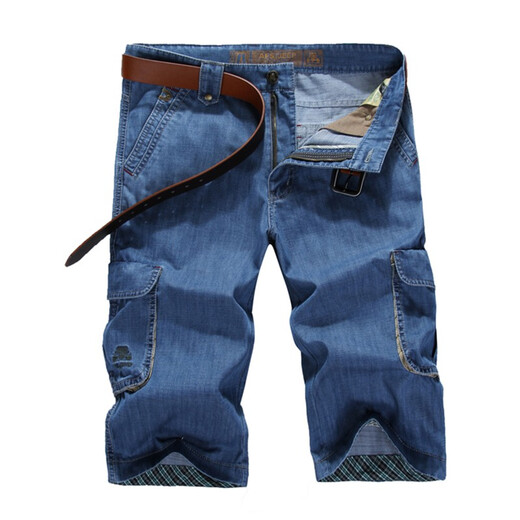 Aixclasic Summer Brand Jeans Herren Shorts Sieben-Punkte-Mehrfach-Pocket-Werkzeuge losen, gerade Kleidung mit großer Größe im Freien Dünnmodell 753-2 (Teil 1) 33 Authentische Theke