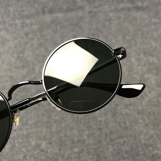 KAROND new product funny sunglasses, special glasses for driving, retro round frame sunglasses for men, funny sunglasses, round trendy birthday glasses, gold frame dark green film, high-definition polarizer, mirror box + mirror cloth