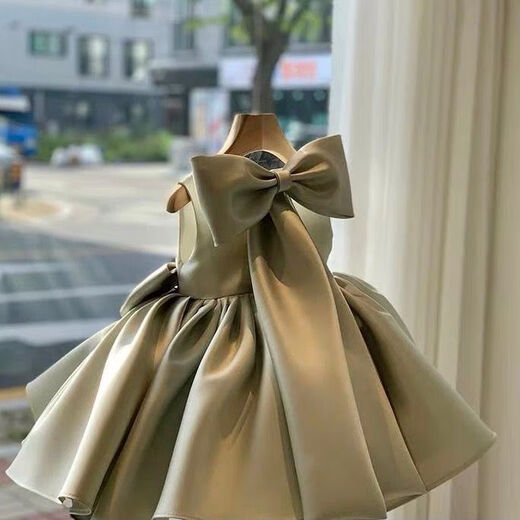 迪士尼（Disney）儿童公主裙礼服高端洋气女童婴儿小花童女宝宝一岁周岁生日晚礼服 白色 80