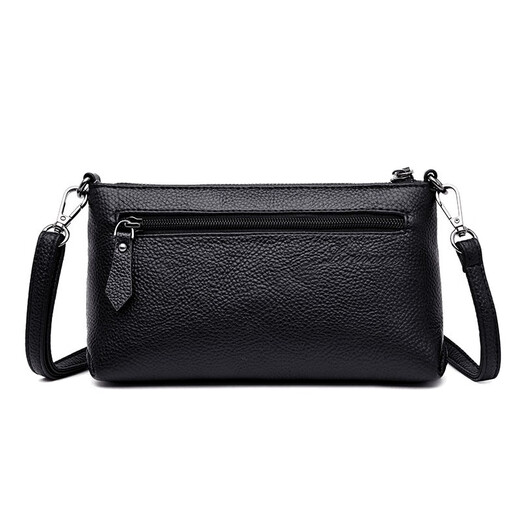 Jingshi soft leather small bag middle-aged ladies mother bag 2025 new versatile lightweight hand-held shoulder crossbody bag mobile phone bag black