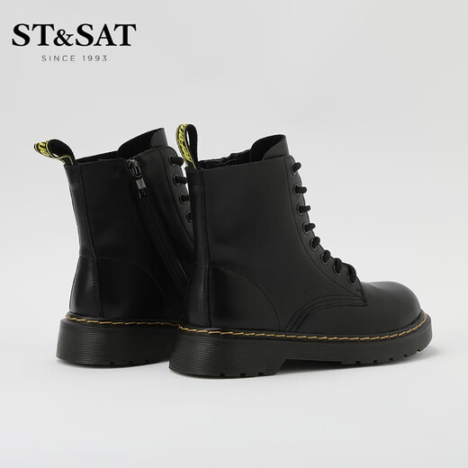 St&Sat/星期六英伦风马丁靴冬季款百搭厚底炸街短靴女靴SS24116697 黑色（单里） 35 225mm