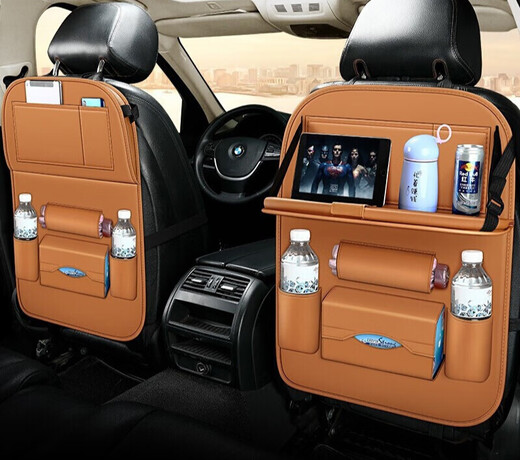 Chuangjingyi Selects Car Seat Storage Bag Car Small Table Storage Box Car Computer Desk Anti-Kick Mat Multifunctional Garbage Cayenne Orange - High Quality BMW 3 Series 320Li330li325li318li