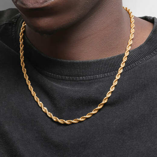 Fat Donglai same style men's 18k gold necklace gold twist chain 18K gold for men and women gold 5mm60cm