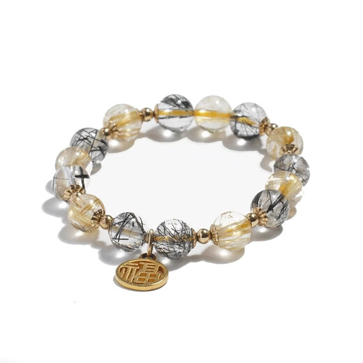 BOSFRU High-quality Blonde Crystal Bracelet Black Hair Crystal Chinese Style Fu Crystal Bracelet Black Hair Crystal Gift for Best Friend Jewelry Suitable for Clean Hands 14cm