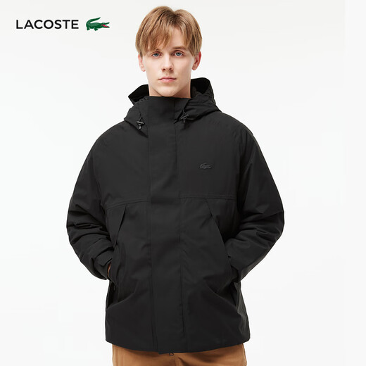 LACOSTE French crocodile men's autumn and winter easy-to-wear trendy casual hooded jacket for men | BH2513 031/black M 52L 180