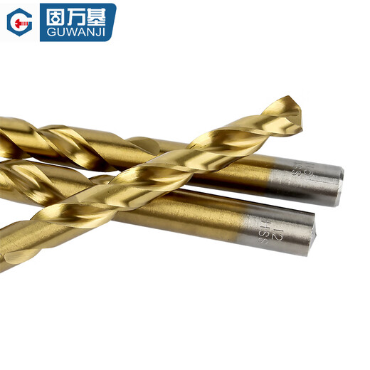 Guwanji titanium-plated high-speed steel twist drill bit cobalt-containing punch drill bit hand electric drill stainless steel punch aluminum alloy steel drill bit 3mm 2 pieces titanium-plated