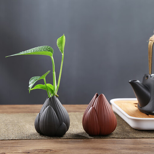 Yuxuan Fingertip Small Tea Pet Purple Clay Purple Creative Clay Vase Mini Zen Small Lotus Shape Flower Ornament Fingertip Small Flower Pot Lotus Purple Clay