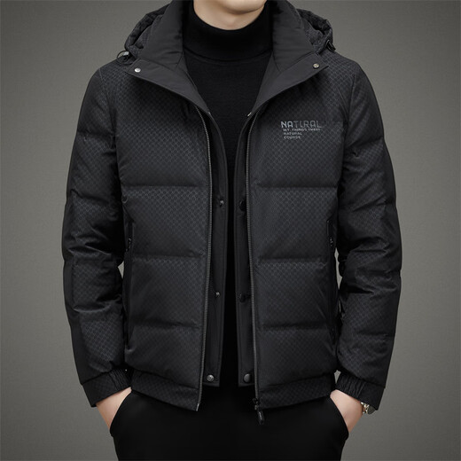皮尔卡丹（pierre cardin）羽绒服男短款可拆卸帽2023新款休闲加厚冬季白鸭绒外套潮 9902黑色 170/84A
