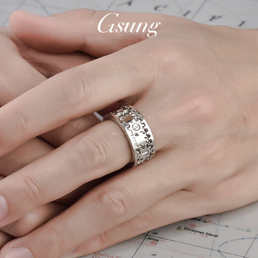 GsunG platinum ring men's new rotating gear ring PT950 men's and women's platinum ring fashionable and elegant ring ring. Priced by gram. Contact before bidding.