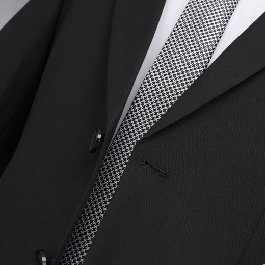 Haipaihaoyu costume de costume pour hommes Slim Business Formal Wear Interview Professional Veste Double fente Robe de mariée Meilleur homme Suit une version Black Two Button [Costume + pantalon] xl (175)