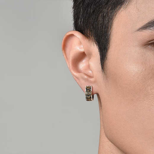 IDEAGEMER925 Silver Pixiu Earrings Men's Original Niche Design Earrings Retro Personality Trendy Cool Handsome Men's Earrings Pixiu Earrings Single