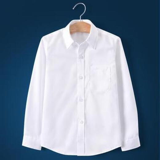 Xin Yueqing boys' white shirt long-sleeved pure cotton new style fashionable no-iron spring and autumn children's performance white shirt white pocket long-sleeved black tie 150