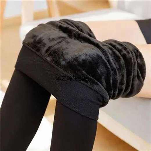 Feiyu winter thickened velvet leggings for women, warm high-waisted and slimming one-piece pants, black flesh-colored with feet, black velvet and thickened feet, super elastic (80-150 Jin Jin is equal to 0.5 kg)