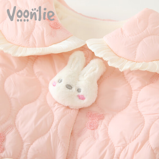 Fanli baby clothes winter clothes newborn baby girl onesie plus velvet clamp cotton yarn out to hug winter cotton clothes M3894 pink 90cm