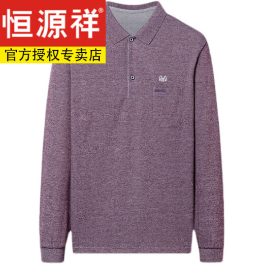恒源祥纯棉长袖t恤男春秋冬季加绒翻领polo打底衫中老年爸爸真口袋上衣 NZC1098*T938 灰色 165/M【建议95-120斤】