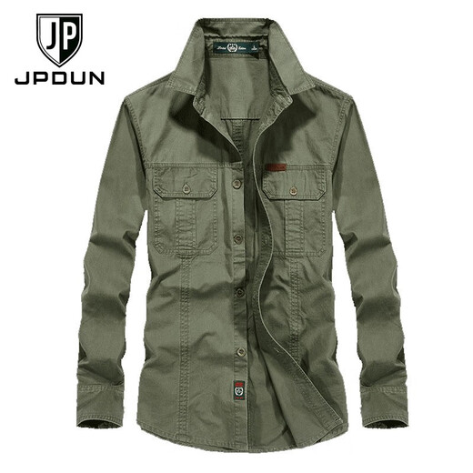 
JP autumn outdoor men's long-sleeved shirt lapel casual shirt 1283 khaki M-170