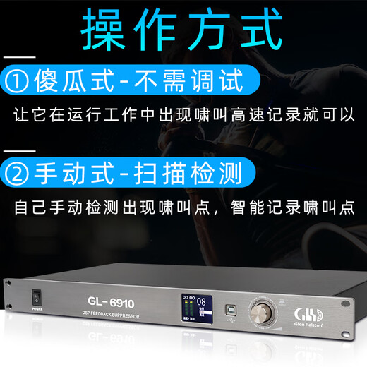 Glenston Warehouse Spot Delivery 6910 Professional Intelligent Fully Automatic Feedback Suppressor Stage Performance Conference Live Broadcast Microphone Microphone Speaker Frequency Shift Trap Anti-Screamer