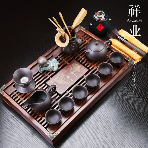 Xiangye complete set of celadon tea set office home tea tray tray tea ceremony tea sea tea table tea cup teapot tea Pisces Annunciation + purple sand set
