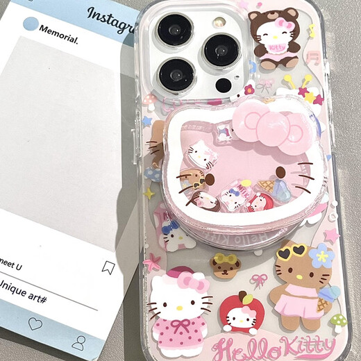 巴蒂尼 可爱粉色HelloKitty摇摇乐磁吸支架iPhone16promax新款16苹果15promax手机壳创意15小众13少女心 粉色Kitty磁吸壳+磁吸支架 iPhone 16