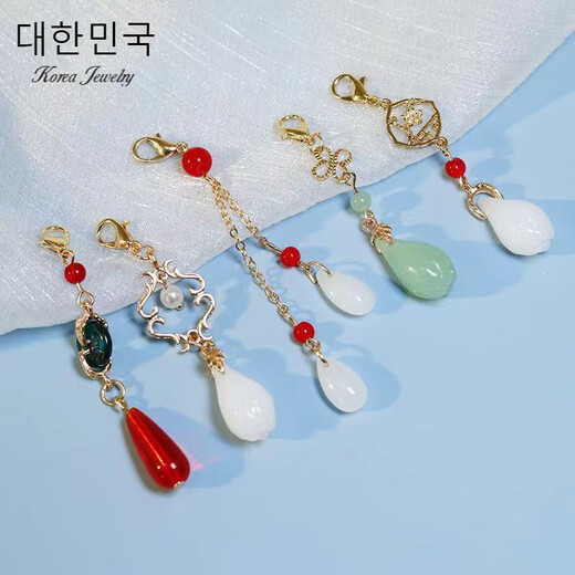 Accessoires de pendentif en épingle à cheveux, accessoires de pendentif, accessoires de cheveux glands, style ancien, accessoires de tremblements de pas faits à la main, verre en verre simple en verre semi-fini L736 [Non. 2] A29-104