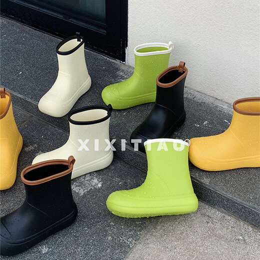 瑜品佳时尚个性雨鞋女户外防滑防水雨靴丑萌可爱学生成人胶鞋 果绿色 38 38-39码