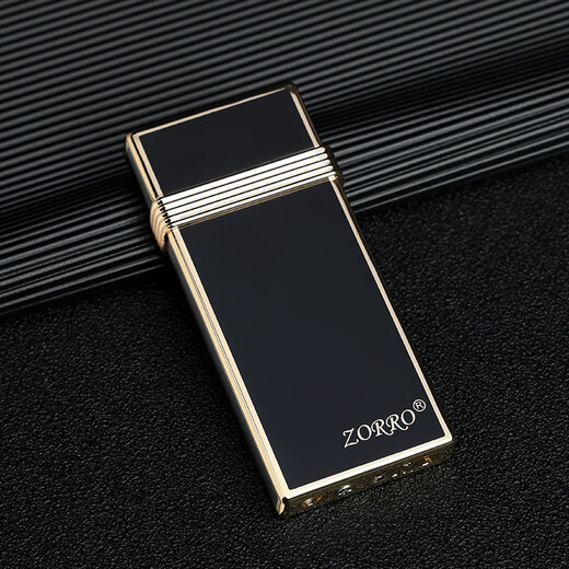 ZORRO佐罗充气打火机 金腰带锌合金 明火砂轮式创意防风Z723 金腰带黑冰 1个