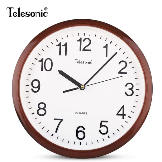 天王星天王星（Telesonic）挂钟 客厅卧室时钟3D立体创意简约挂表办公石 9712亮银色12英寸30cm