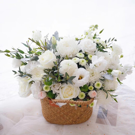Congshu Xiaobaihua Tomb Sweeping Tomb Sweeping Festival Tomb Sweeping Tomb Sacrifice Commemoration Chrysanthemum White Chrysanthemum Flower Bouquet Tombstone Franchise Sacrifice B Flower Basket