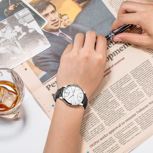 CITIZEN watch men's Japanese and Korean watch automatic mechanical white plate belt minimalist business Valentine's Day gift NH8350-08B