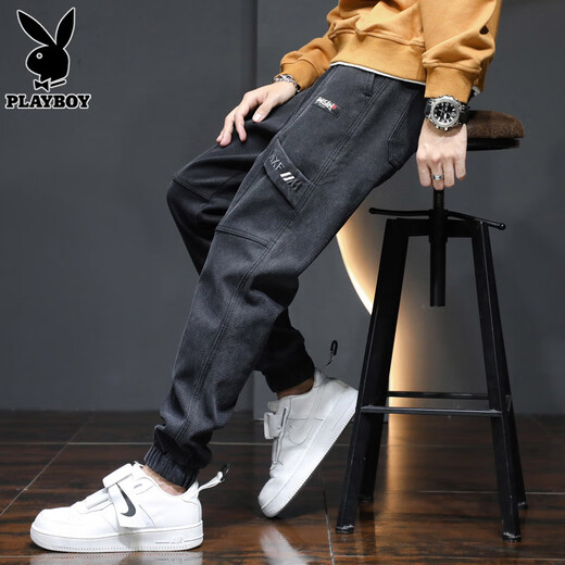Playboy (PLAYBOY) jeans men's workwear autumn and winter casual pants men's pants men's loose leggings trendy trousers