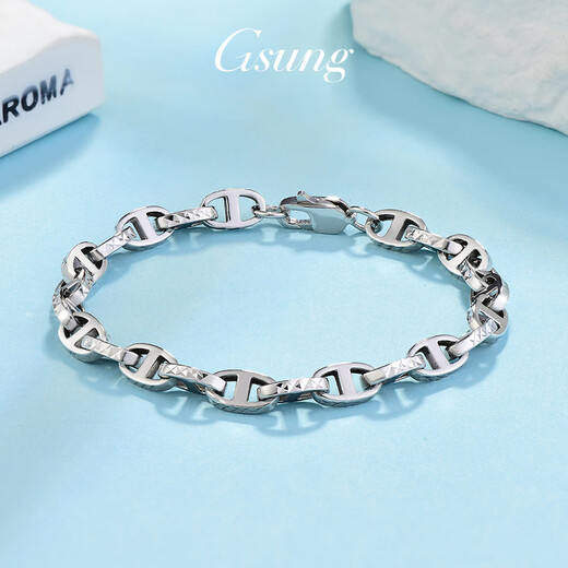 Platinum women's bracelet PT950 pig nose bracelet new fashion couple's platinum bracelet men's shiny PT950 bracelet about 12 grams 18 cm pre-order
