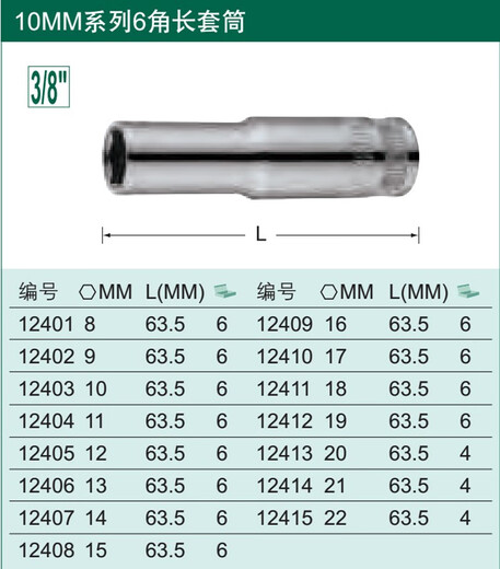 Village de Shantoulin 10 mm8 Zhongfei Métrique hexagonale Métrique en manche étendue Chrom Vanadium Steel-V Réparation mécanique 8 mm Zhongfei étendu 12401