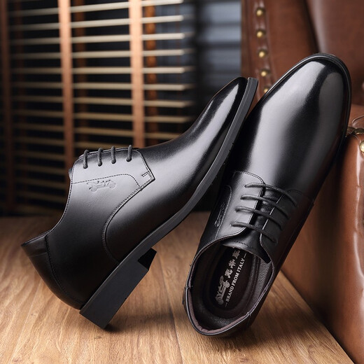 Classic Car Height-verstärkter Schuhe für Männer 6 cm Lederschuhe für Männer echte Leder atmungsaktiven formalen Lederschuhen für Männer Business Casual Toe Layer Cowhide Unsichtbare innere Höhe 8cm Schnüre-up Schwarze Hochzeitsschuh für Männer 683 Schwarz (innere Höhe 6 cm) 43
