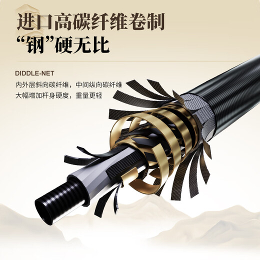 Woding Yuanshan Copying Net Full Set Fishing Net Pocket Copying Rod Large Material Copying Rod Net Head Carbon Super Hard Telescopic Fishing Net Fishing Net 2.1m Ultra-light, Hard, Strong, No Bending Single Rod