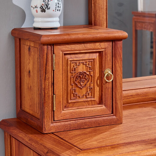 Andi mahogany furniture Burmese rosewood (scientific name: Big fruit rosewood) Chinese style all solid wood dressing table with makeup mirror makeup stool bedroom furniture small dressing table dressing table dressing table + makeup stool