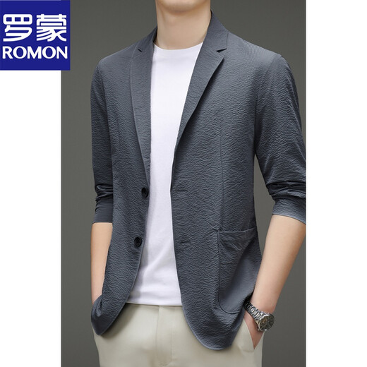 Romon Light Luxury Ice Silk Casual Suit Men's Summer Thin 2025 New Business Men's Single Suit Jacket Sun Protection 829 Gray L 175