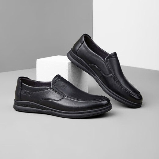 Camel (CAMEL) men's shoes, business casual shoes, middle-aged men's soft leather soft sole cowhide leather shoes for men A132287560-1 Black 39