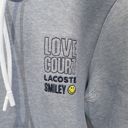 鳄鱼Lacoste法国鳄鱼国内代购SMILEY联名笑脸灰色连帽卫衣SH9276-98 灰色 4JV 5码(180/96A)