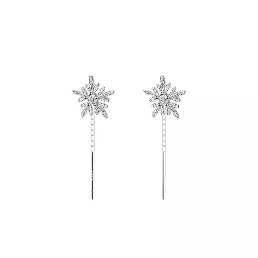 BJYLS999 Pure Silver Snowflake Tassel Ear Wire for Ear Pierced Sterling Silver Earrings and Earrings for Women Light Luxury High-end Niche Earrings Gift 999 Pure Silver Snowflake Ear Wire Pair