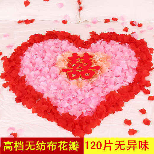 Valentine's Day atmosphere layout, simulated petals, roses, proposal, marriage confession, birthday decoration, romantic wedding, bridal room, pink and white petals/120 pieces