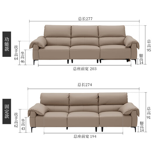 Gujia Home Furnishing (Kuka) [Serie de nubes] Función eléctrica de la pared cero italiana Sala de estar Sofá 6212 Phantom Black 3-persona Right Electric