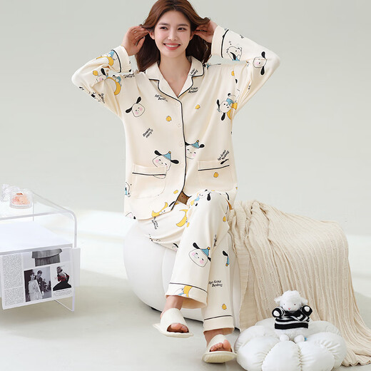 Langsha pajamas for women, anti-mite and anti-bacterial spring and autumn style, can be worn outside, pure cotton winter long-sleeved trousers, plus size girls home wear set