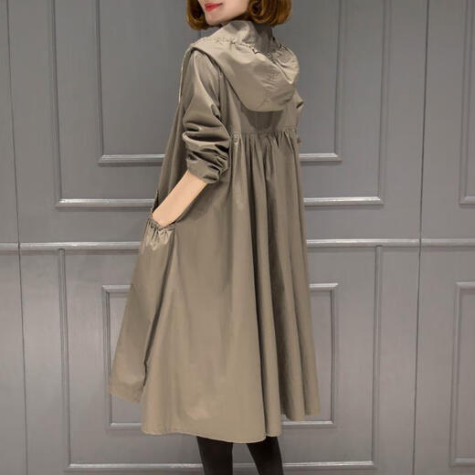 
FSHE2025 new spring and autumn Korean mid-length over-knee thin windbreaker jacket for women loose and slim with lining jacket Red high-quality A 2XL
