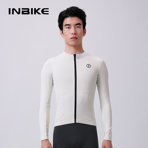 INBIKE Fleece Cycling Wear Autumn and Winter Warm Windproof Long Sleeve Jacket Road Cycling Wear Cycling Top Bud White XL