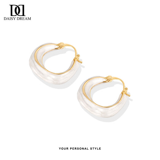 DAISY DREAM plain circle geometric large earrings for women light luxury niche design dripping glazed earrings and ear buckles 2025 new autumn and winter high-end earrings dripping glazed earrings