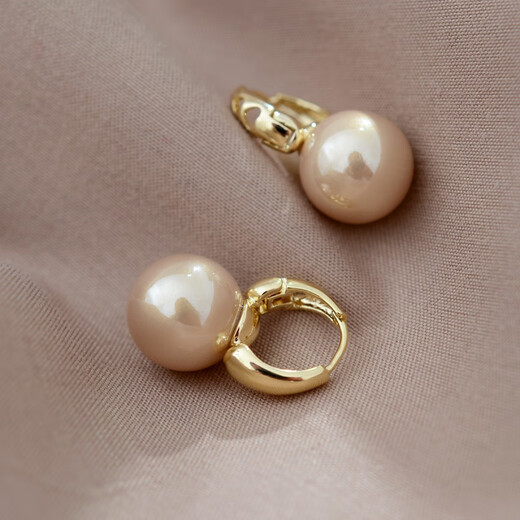 Fat Donglai's same style 18k gold earrings, 18K gold French pearl light luxury earrings, temperament earrings, earrings for women, 52 champagne pearls