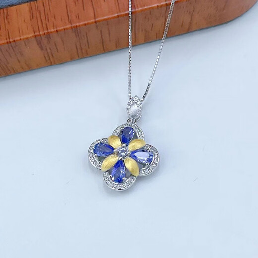 Yinli a new spring S925 silver-plated two-color inlaid tanzanite pendant for women without chain