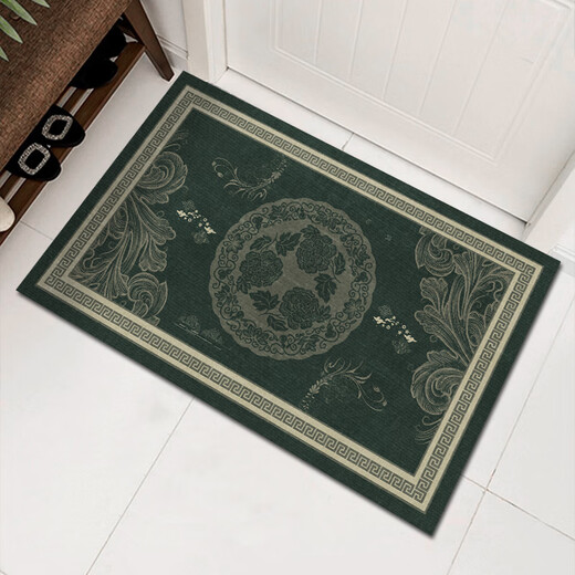 Hua Fei Hua Chinese style entrance door floor mat bathroom bathroom non-slip mat kitchen floor mat door entry home foot mat Chinese style A-dark green 100*160cm