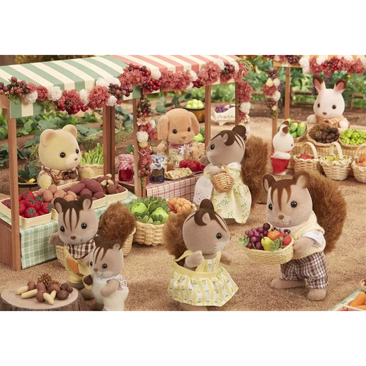 
Senbeier family Walnut squirrel family Playing house girl toy flocking doll Girl birthday gift for girlfriend
