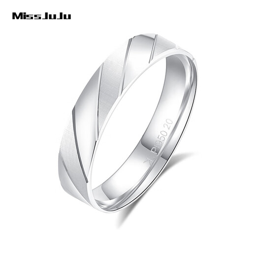 Miss JuJuPT950 platinum geometric plain ring men's fashionable platinum ring simple ring 16# about 5.2 grams, according to the real hair, please pay more or less.
